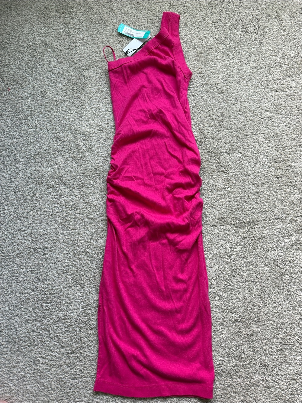 Michael Stars One-Shoulder Ruched Maxi Dress in Fuchsia - Picture 5 of 6
